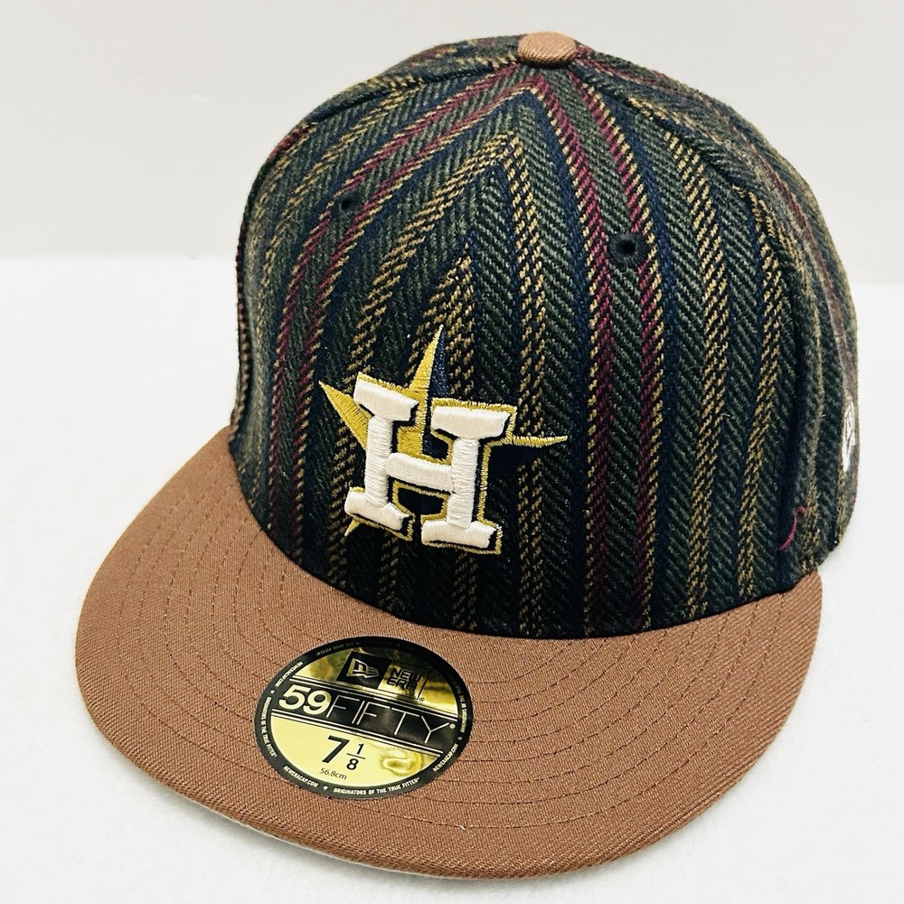 New Era Houston‎ Astros Herringbone 50 Years 59FIFTY Fitted Hat Cap 7 1/8 Brown - Picture 3 of 6